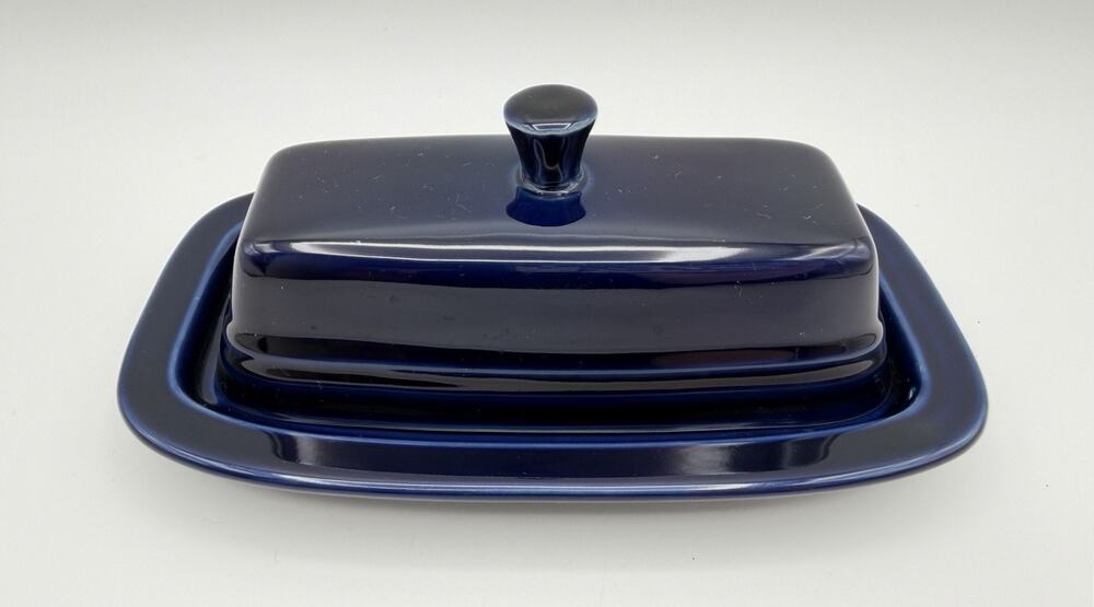 Fiestaware Cobalt Blue Covered Lidded Butter Dish 7.5” Homer Laughlin USA Fiesta